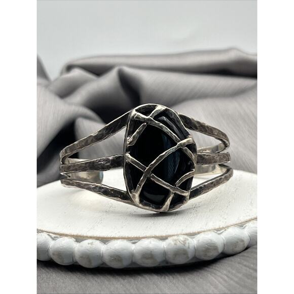 Barse Onyx Sterling Silver 925 Cuff Bracelet